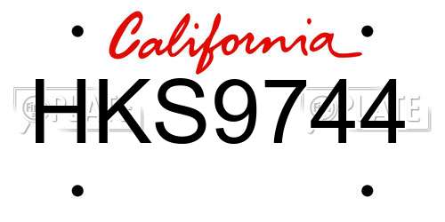 HKS9744 California License Plate