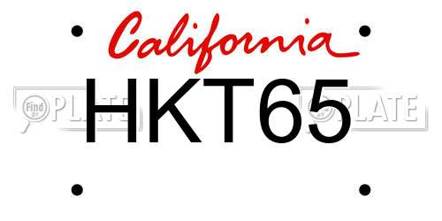 HKT65 California License Plate
