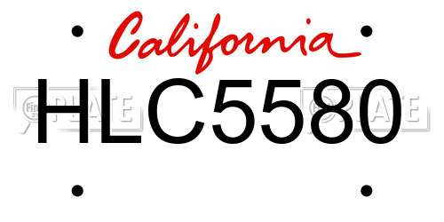 HLC5580 California License Plate