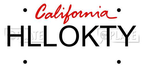 HLLOKTY California License Plate