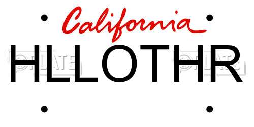 HLLOTHR California License Plate