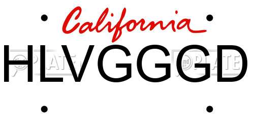 HLVGGGD California License Plate