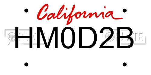 HM0D2B California License Plate