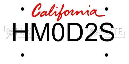 HM0D2S California License Plate
