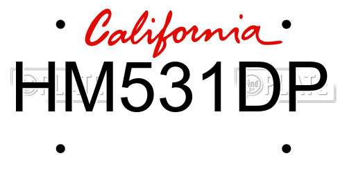 HM531DP California License Plate