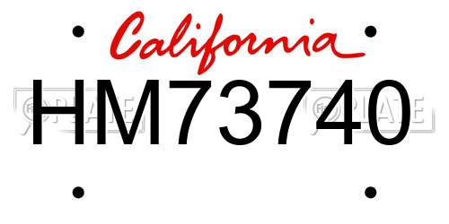 HM73740 California License Plate