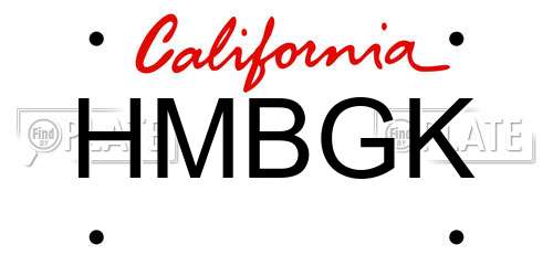 HMBGK California License Plate