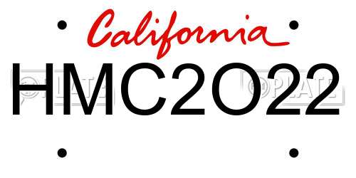 HMC2O22 California License Plate