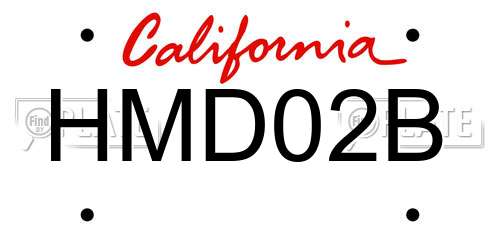 HMD02B California License Plate