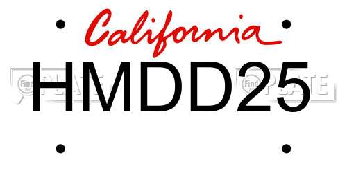 HMDD25 California License Plate