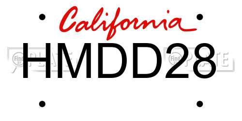 HMDD28 California License Plate