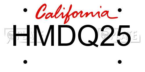 HMDQ25 California License Plate