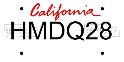 HMDQ28 California License Plate