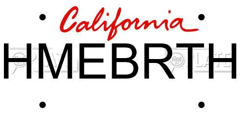 HMEBRTH California License Plate