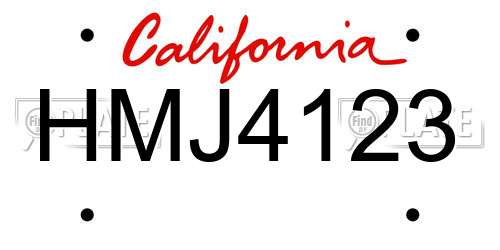HMJ4123 California License Plate