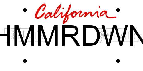 HMMRDWN California License Plate