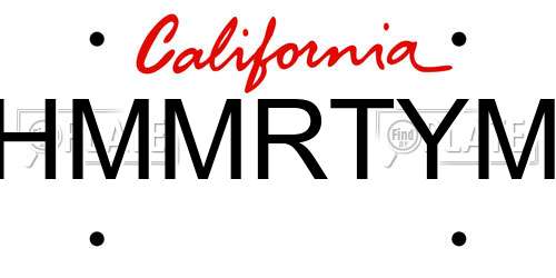 HMMRTYM California License Plate