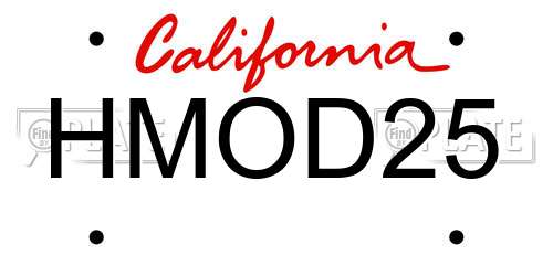 HMOD25 California License Plate