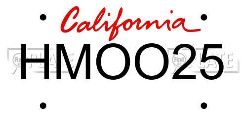 HMOO25 California License Plate