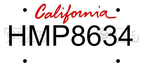 HMP8634 California License Plate