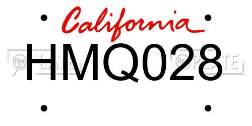 HMQ028 California License Plate