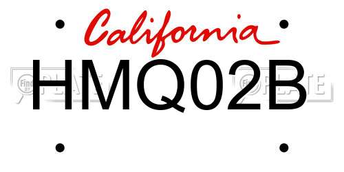 HMQ02B California License Plate