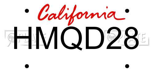 HMQD28 California License Plate