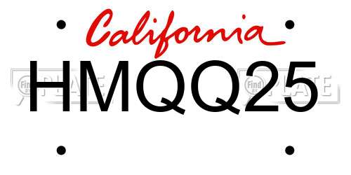 HMQQ25 California License Plate