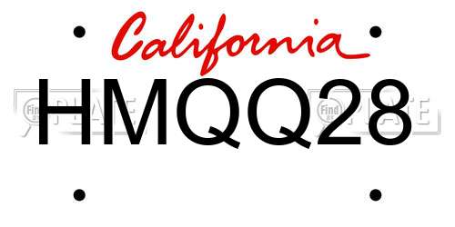 HMQQ28 California License Plate