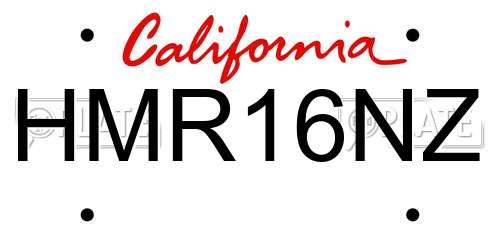 HMR16NZ California License Plate
