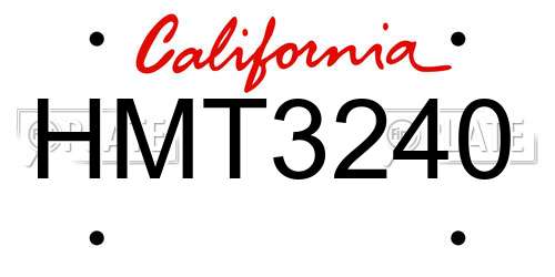 HMT3240 California License Plate