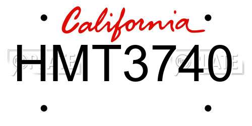 HMT3740 California License Plate