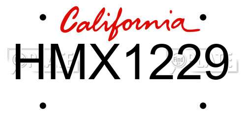 HMX1229 California License Plate