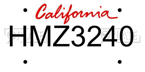 HMZ3240 California License Plate