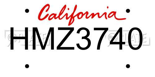 HMZ3740 California License Plate