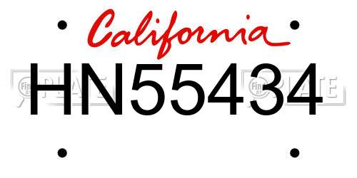 HN55434 California License Plate