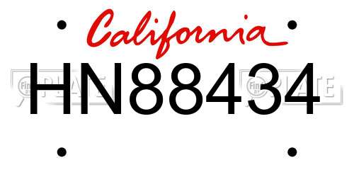 HN88434 California License Plate