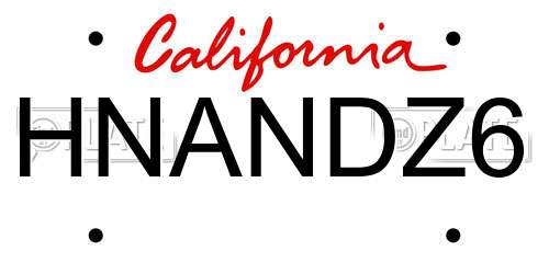 HNANDZ6 California License Plate