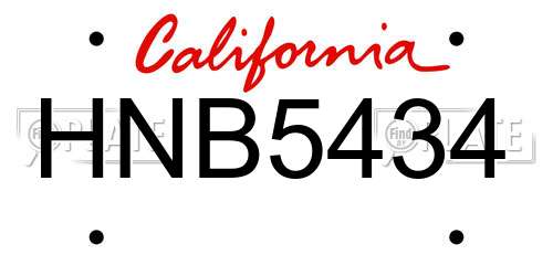 HNB5434 California License Plate