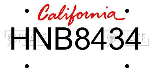 HNB8434 California License Plate