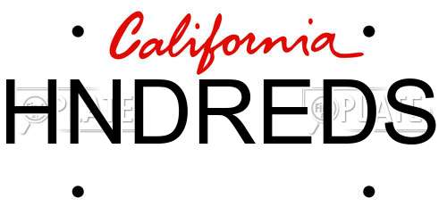 HNDREDS California License Plate