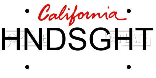 HNDSGHT California License Plate