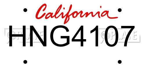 HNG4107 California License Plate