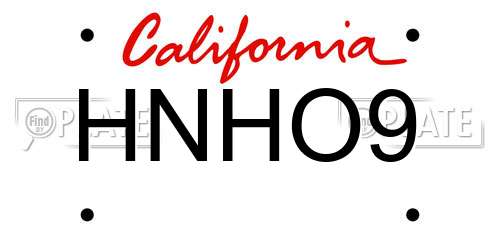 HNHO9 California License Plate