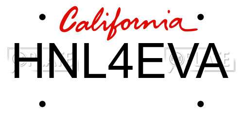 HNL4EVA California License Plate