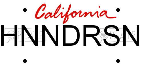 HNNDRSN California License Plate