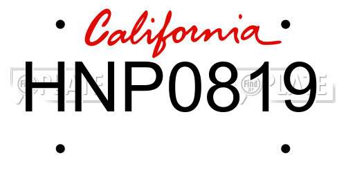 HNP0819 California License Plate