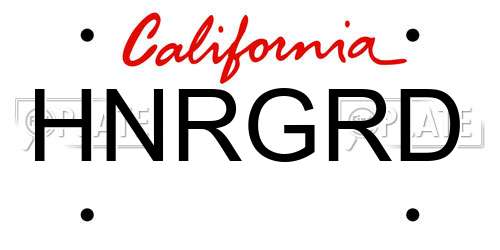 HNRGRD California License Plate