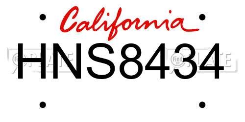 HNS8434 California License Plate