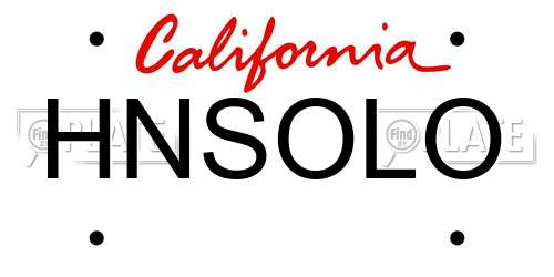 HNSOLO California License Plate